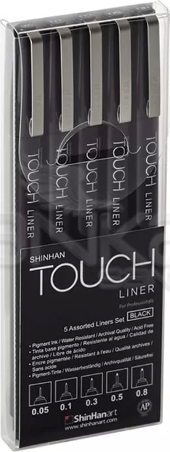 Touch Liner Teknik Çizim Kalemi 5li Set Siyah SH4100005