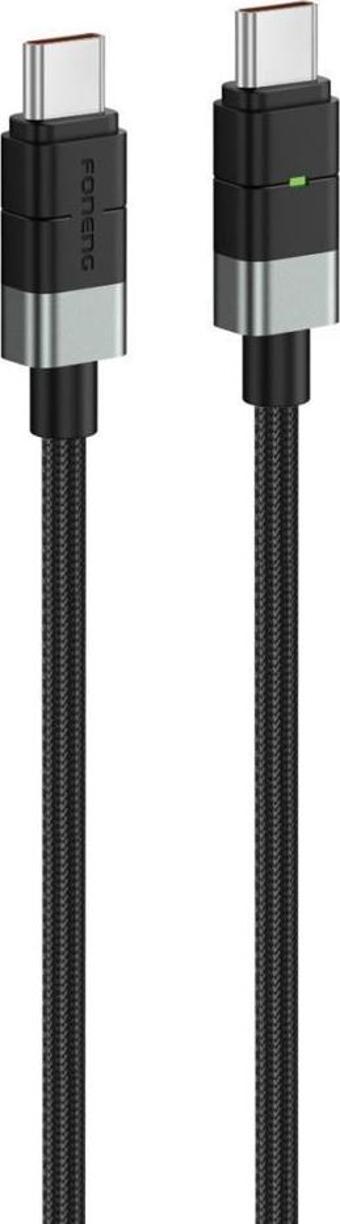 FONENG XS03 240W Led Işıklı Type-c To Type-C Şarj Ve Data Kablosu İp Örgülü 2M