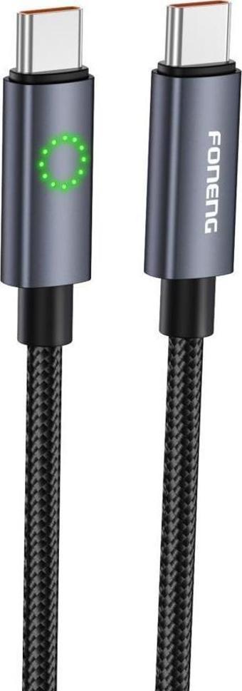 FONENG XS08 60W Led Işıklı Type-C to Type-C Şarj Ve Data Kablosu İp Örgülü 1,2M