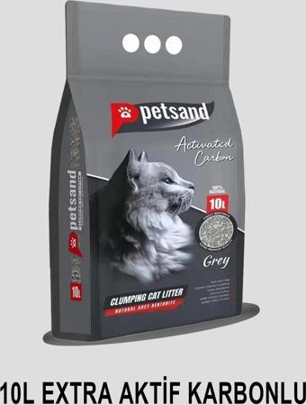 Ekstra Aktif Karbonlu Topaklaşan Bentonit Gri Kedi Kumu 10L