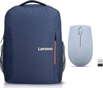 Lenovo B515 Mavi Çanta, Lenovo 300 Wireless Bulut Mavisi Mouse Set