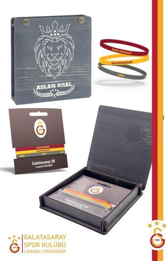 Galatasaray Orijinal Lisanslı 3'lü Silikon Yetişkin Bileklik Hediyelik Ahşap Kutulu