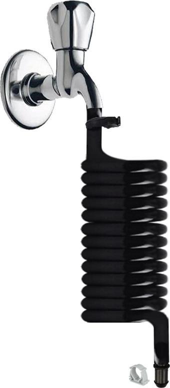 Plasyay Spiral Wc Taharet Hortum Matik Ve Wc Banyo Yıkama Plastik Kelepçeli Set Siyah Inci 110 Cm