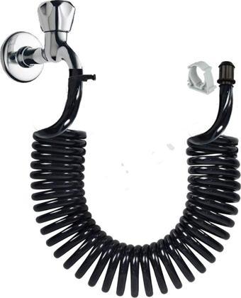 Plasyay Spiral Wc Taharet Hortum Matik Ve Wc Banyo Yıkama Plastik Kelepçeli Set Siyah Inci 2.5 Metre