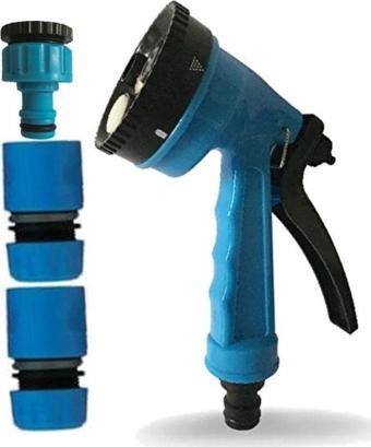 Plasyay Yeni Ürün Tetikli Sulama Tabancası Ve Hortum Bağlantı Aparatları Tam Set Mavi
