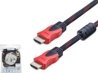Hadron HDX2002 v1.4 5mt Örgülü HDMI Kablo - Siyah-Kırmızı