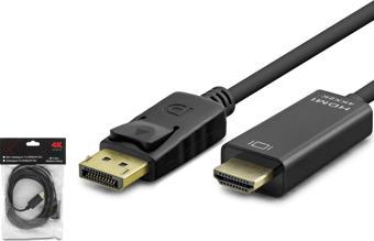 Hadron HDX7797 4K 30Hz 3mt DisplayPort (E) - HDMI (E) Dönüştürücü Kablo - Siyah