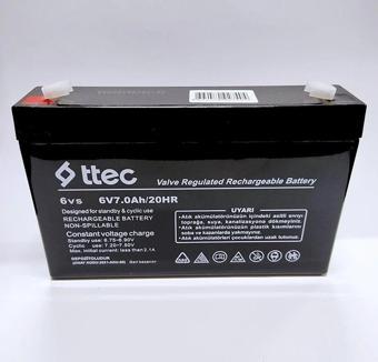 Ttec 6V 7Ah 20Hr Bakımsız Kuru Akü 6 Volt 7 Amper Akü