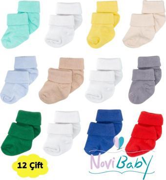 Novibaby 12'Li Bambu Yenidoğan Bebek Çorap I Mix Boy I Kız Erkek Bebek Çorabı 18-24 Ay