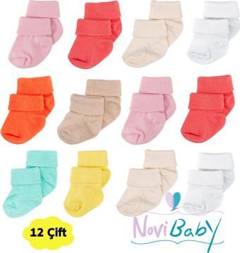 Novibaby 12'Li Bambu Yenidoğan Bebek Çorap I New Girl I Kız Erkek Bebek Çorabı 0-6 Ay