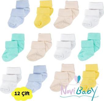 Novibaby 12'Li Bambu Yenidoğan Bebek Çorap I Summer Boy I Kız Erkek Bebek Çorabı 12-18 Ay