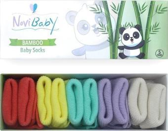 Novibaby 5'Li Bambu Yenidoğan Bebek Çorap I Colour Mix I Kız Erkek Bebek Çorabı 18-24 Ay