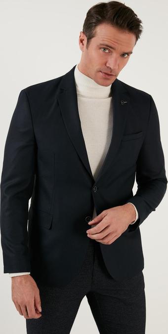 Buratti Slim Fit 6 Drop Çift Yırtmaçlı Blazer Erkek Ceket 216SERARDO LACİVERT