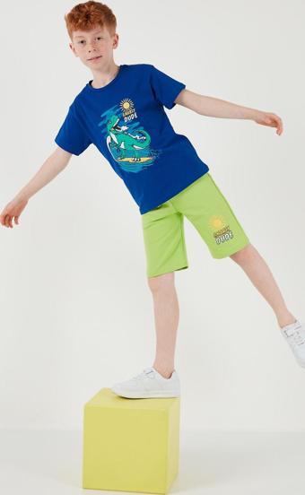 Lela Pamuklu Regular Fit Bisiklet Yaka Şortlu Alt-Üst Erkek Çocuk Takım 6212019 SAKS