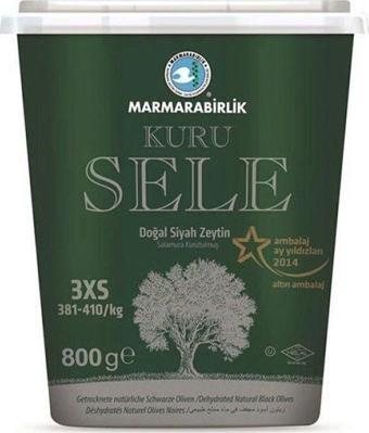 MarmaraBirlik Siyah Zeytin Kuru Sele 3Xs Pet 800 Gr