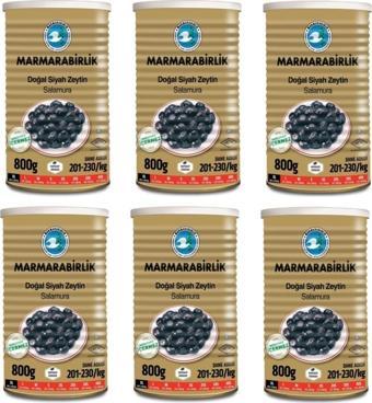 MarmaraBirlik Teneke Siyah Salamura Zeytin 800 Gr (Xl)  X 6 Adet