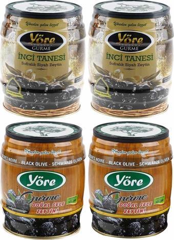 Yöre 2 Adet İnci Tanesi Siyah Zeytin 750 Gr  Ve 2 Adet Doğal Sele Siyah Zeytin 750 Gr