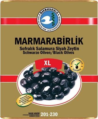 MarmaraBirlik Mega 201-230 Kb Xl Doğal Siyah Zeytin 10 Kğ