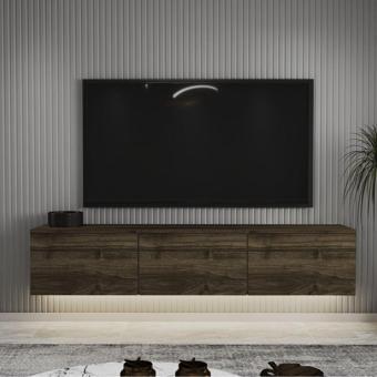 İnarch Dizayn Neon Led Işıklı Duvara Monte,3 Kapaklı Tv Ünitesi,Tv Sehpası İstanbul Ceviz