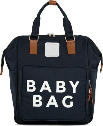 Bagmori Baby Bag Baskılı Cepli Anne Bebek Bakım Sırt Çantası Lacivert