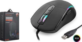 Hadron G340 Destroyer 6400dpi RGB Ledli 1.50mt USB Kablolu Oyuncu Mouse - Siyah