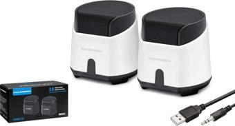 Hadron HD6024W 1+1 Kanal 2x3W Çıkışlı 3.5mm AUX Ses + USB Güç Beslemeli Bilgisayar Hoparlörü - Beyaz