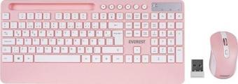 Everest 2.4 Ghz Kablosuz Standart Klavye Mouse Seti 1600 Dpi Pembe KM-9676
