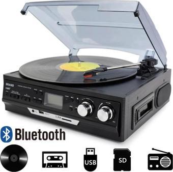 Knstar Kn-37 Bluetoothlu Kumandalı Hoparlörlü Pikap Radyo Kaset Usb Mp3 33-45-78 Plaklar Çalar