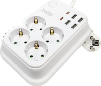 Lunatic LN-2946 Shoxmax Serisi (4 Priz + 4 Usb + 2 Type-c) Usb -Type C Şarj Termal Akım Koruma PRiz
