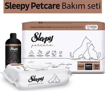 Sleepy Petcare Bakım Seti ( 30'Lu Pet Bakım Örtüsü + 60 Yaprak Islak Havlu + 500 Ml Şampuan )