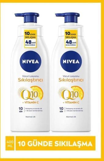 Q10 Sıkılaştırıcı Vücut Losyonu 400ml, 10 Günde Sıkılaş, C Vitamini, Nemlendirici, Kolajen, X2Adet