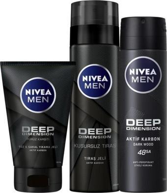 Nivea Men Deep Sakal Ve Yüz Jeli Men Deep Tıraş Jeli 200 Ml Men Deep Dimension Sprey