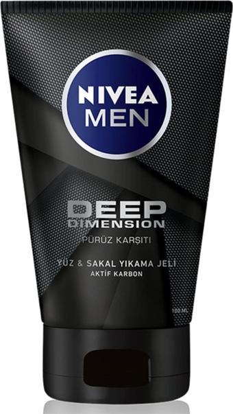 Nivea Süper Men Deep Dimension Yüz Ve Sakal Süper Temizleme Jel 100..Ml.,