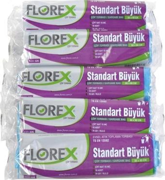 Alflorex Florex Standart Büyük Mavi Çöp Poşeti 65 X 80 Cm 5Rulo