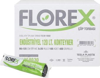 Florex 120 Lt Endüstriyel Konteyner Çöp Torbası Çöp Poşeti 90X125 Cm 1 Koli 20 Rulo 100 Adet