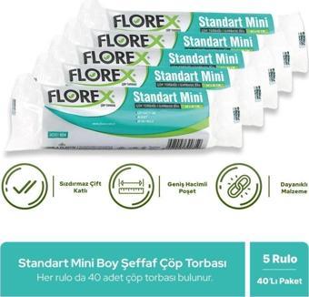 Florex Standart Mini Boy Çöp Poşeti X 5 Rulo