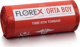 Florex Tıbbi Atık Baskılı Orta Çöp Poşeti (10 Rulo / 250 Adet) 575 Gr