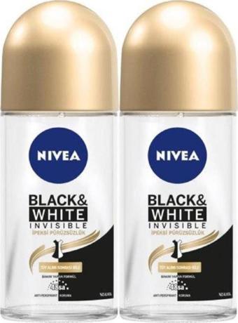 Kadın Roll-on Deodorant Black&white Invisible Ipeksi Pürüzsüzlük 50ml, 48 Saat Koruma, X2 Adet