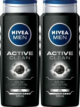 Nivea Men Active Clean Erkek Duş Jeli 500 Ml X2