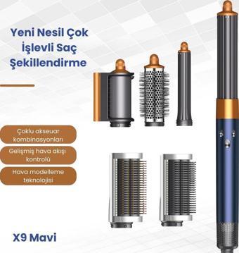 JHY X9 Hair Styler Multi Fonksiyonlu 6in1 Saç Şekilendirici (Mavi)