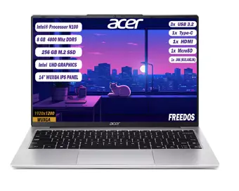 Acer Aspire Lite AL14-31P-C452 NX.KS8EY.001 N100 8 GB 256 GB SSD UHD Graphics 14" WUXGA Notebook