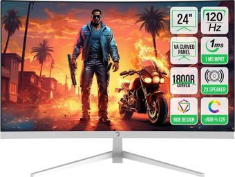 GamePower Vivid F10 24'' Curved Rgb Beyaz 120Hz 1Ms Fhd Gaming Monitör (Sıfır Ölü Piksel Garantili)