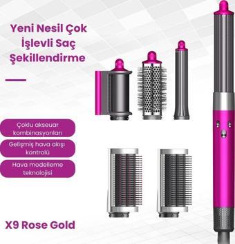 JHY X9 Hair Styler Multi Fonksiyonlu 6in1 Saç Şekilendirici (Rosered)