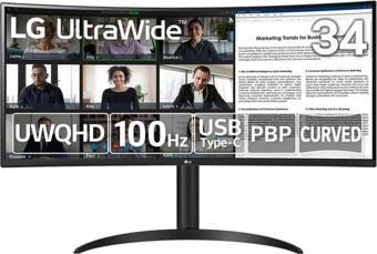 LG 34" Ultrawıde 34Wr55Qc-B 5Ms 100Hz Wqhd Curved Monitör