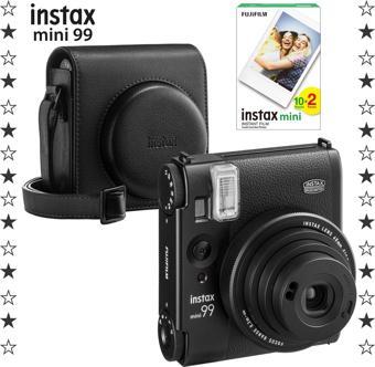 Instax Mini 99 Siyah Fotoğraf Makinesi 20'li Film ve Deri Kılıf Seti