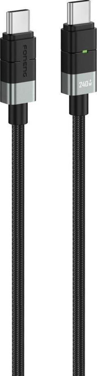 Foneng XS03 60W Led Işıklı Type-c To Type-C Şarj Ve Data Kablosu İp Örgülü 1,2 M