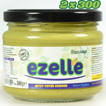 Ezelle %100 Doğal Antep Fıstığı Ezmesi - 2 Adet x 300g | Sağlıklı, Lezzetli ve Çok Yönlü