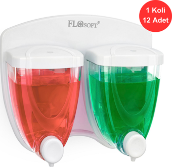 Flosoft İkiz Sıvı Sabun ve Şampuan Dispenseri 350+350 ml (F029) x 12 Adet