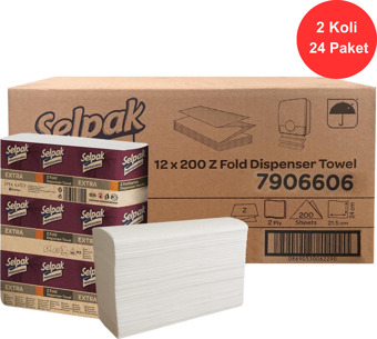 Selpak Professional Extra Z Katlı Havlu 21.5 x 24 cm. 2 Koli (24 Paket) (7906606)