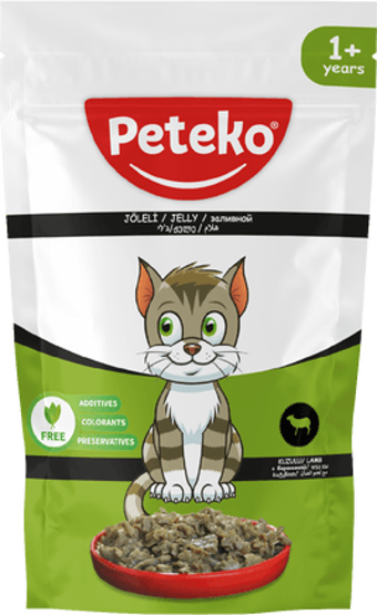 PETEKO 24 ADET JÖLELİ PARÇA ETLİ YETİŞKİN KEDİ YAŞ MAMASI KUZULU 85 GRAM